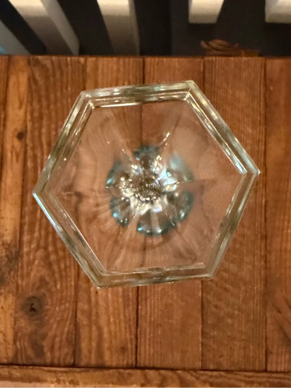 Vintage HOMCO Blue Optic Swirl Votive Holder with clear glass base